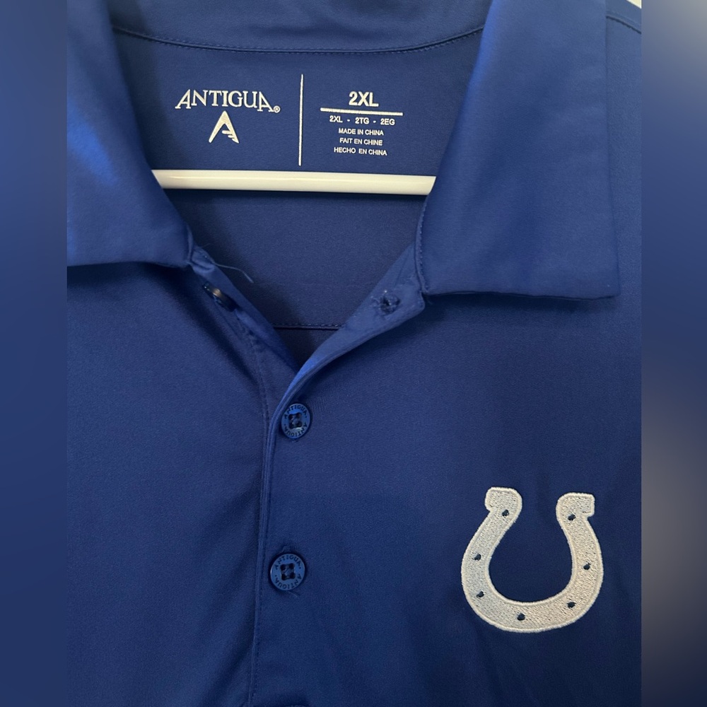 Indianapolis Colts Antigua block golf shirt w/ embroidered horse shoe size XXL